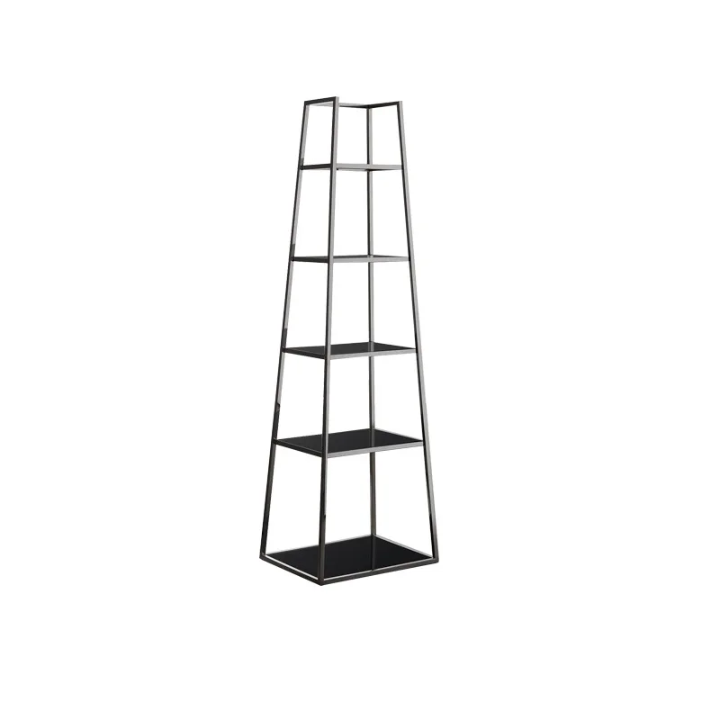 

Simple stainless steel floor light luxury transparent storage rack