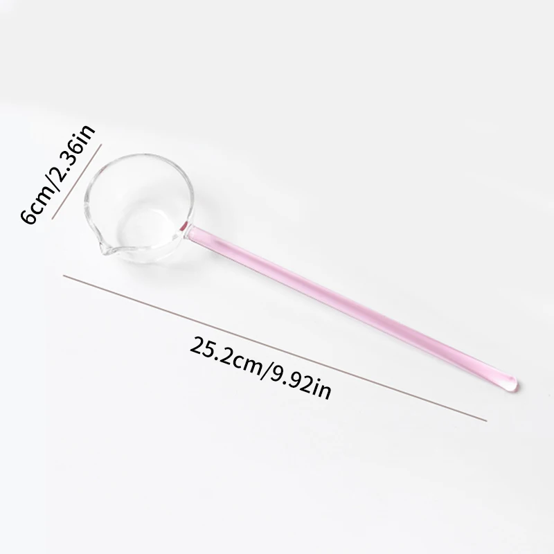 Borosilicate Glass Spoon With Long Handle Transparent Heat Resistant Sauce Soup Spoon With Spout Dessert Spoon Kitchen Bar Party
