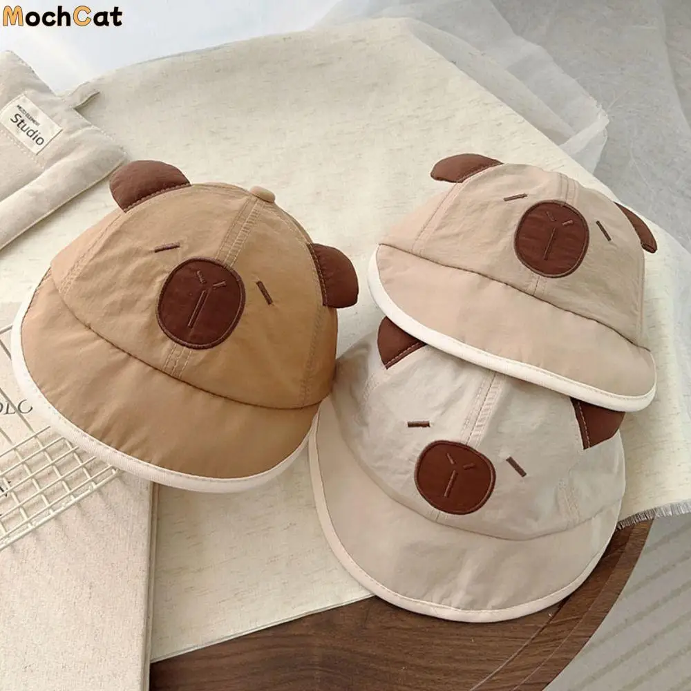 

Fashion Spring Summer Baby Bucket Hat Cute Capybara Short Brim Newborn Bonnet Soft Thin Boys Girls Sunscreen Hat 1-3y