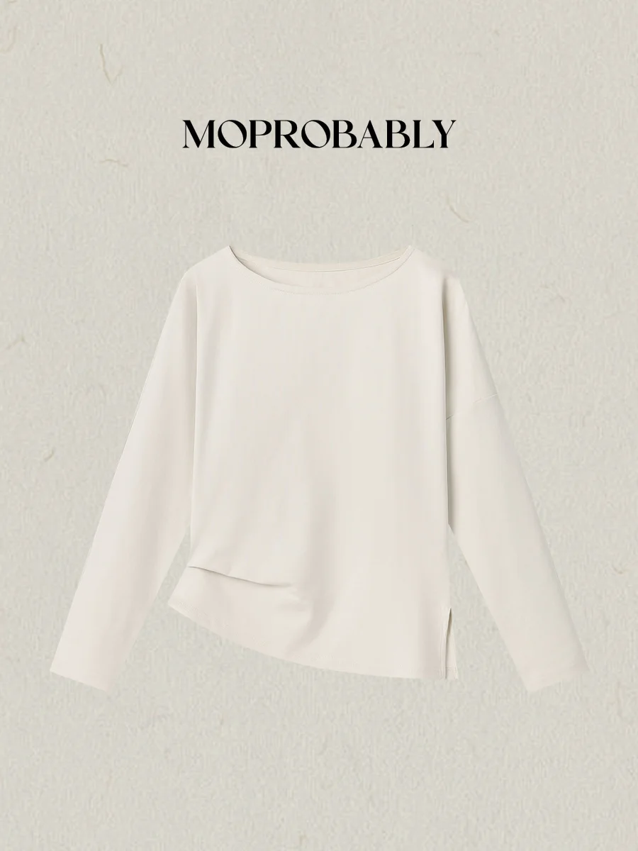 

Simple Design Long Sve T-irt Women's Early Autumn Versatile Top Breathable Cotton Pure Color Straight Cut Regular Fit