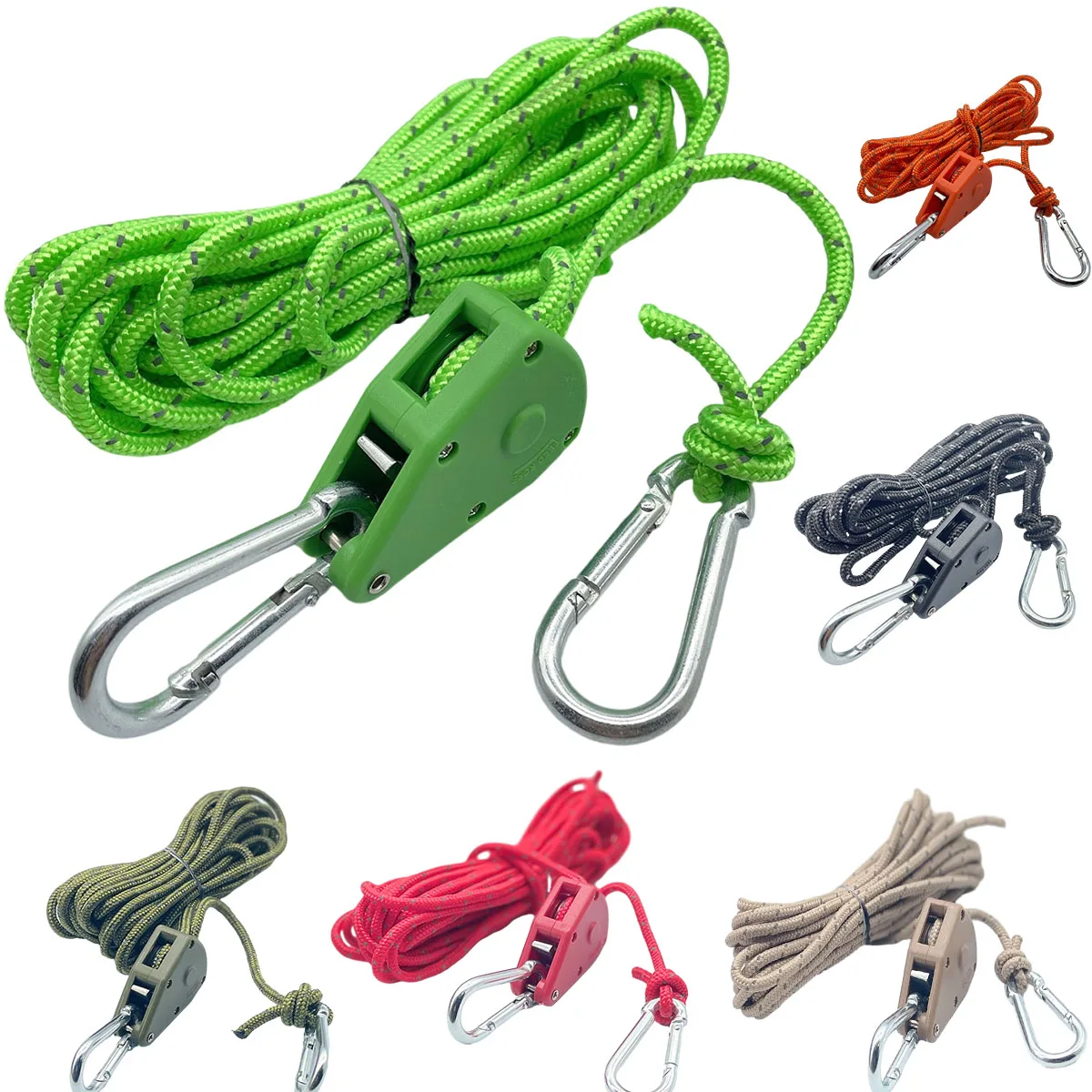 2/4/6pcs Reflective  Wind Rope Camping Tent Rope Tie Down Fastener Fixed Buckle Pulley Tensioner Ratchet Hangers Awning Outdoor