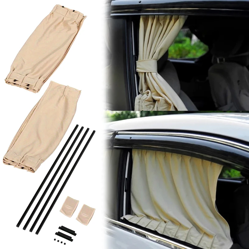 범용 자동차 태양 쉐이드 사이드 윈도우 커튼, 자동 접이식 UV 보호, 순수 천 선 바이저, 블라인드 커버 커튼, 자동차 용품, 2 개
