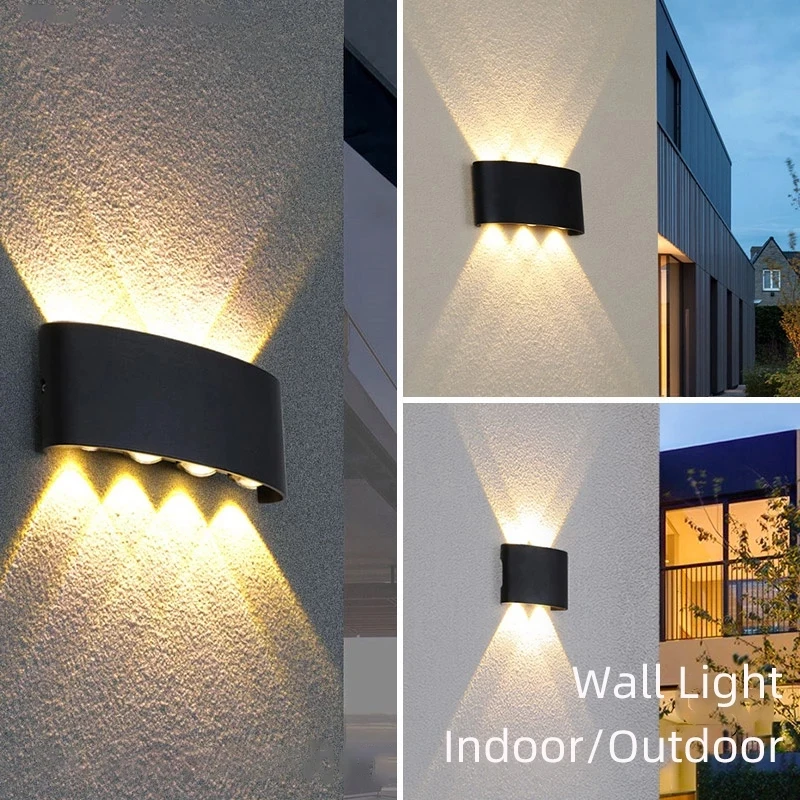 Lámpara LED de pared impermeable para exteriores, luces de iluminación de aluminio para jardín, dormitorio, sala de estar, escaleras, IP65
