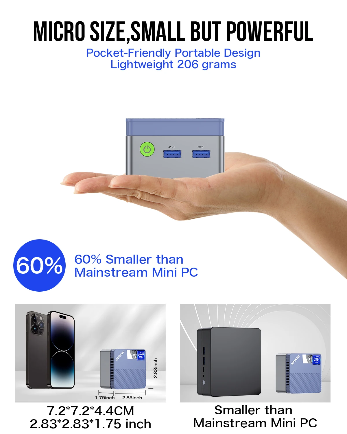 GMKtec Mini PC GMK G5 Blu NUCBOX Sistema Intel N97 Finestra 11Pro DDR5 4800MHz WIFI 5 BT 5.0 GMKtec Mini Pc