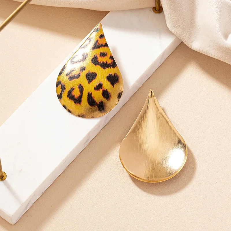 Exaggerated Punk Leopard Print Water-dropped Dangle Earring for Women Vintage Statement Geometric Earring Fashion Jewelry image 5