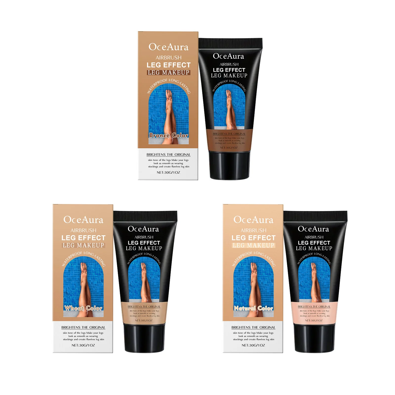 

Waterproof Leg Makeup Concealer Cover Varicose Veins Growth Mark Scar Deepen Skin Color Natural Fake Tan Liquid Foundation Cream