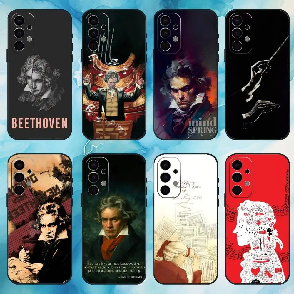 

Musician Beethoven Phone Case For Samsung S25,24,23,22,30,21,10,9,Ultra,Plus,Lite,FE,4,5 G Soft Black Case