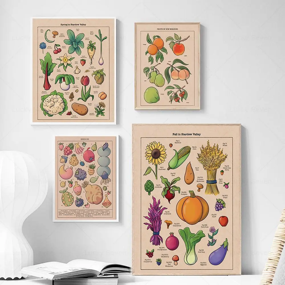New Horizons Stardew Valley Poster Video Game Inspired Art Print Vegetable Fruits Food Canvas Painting Home Room Wall Decorat