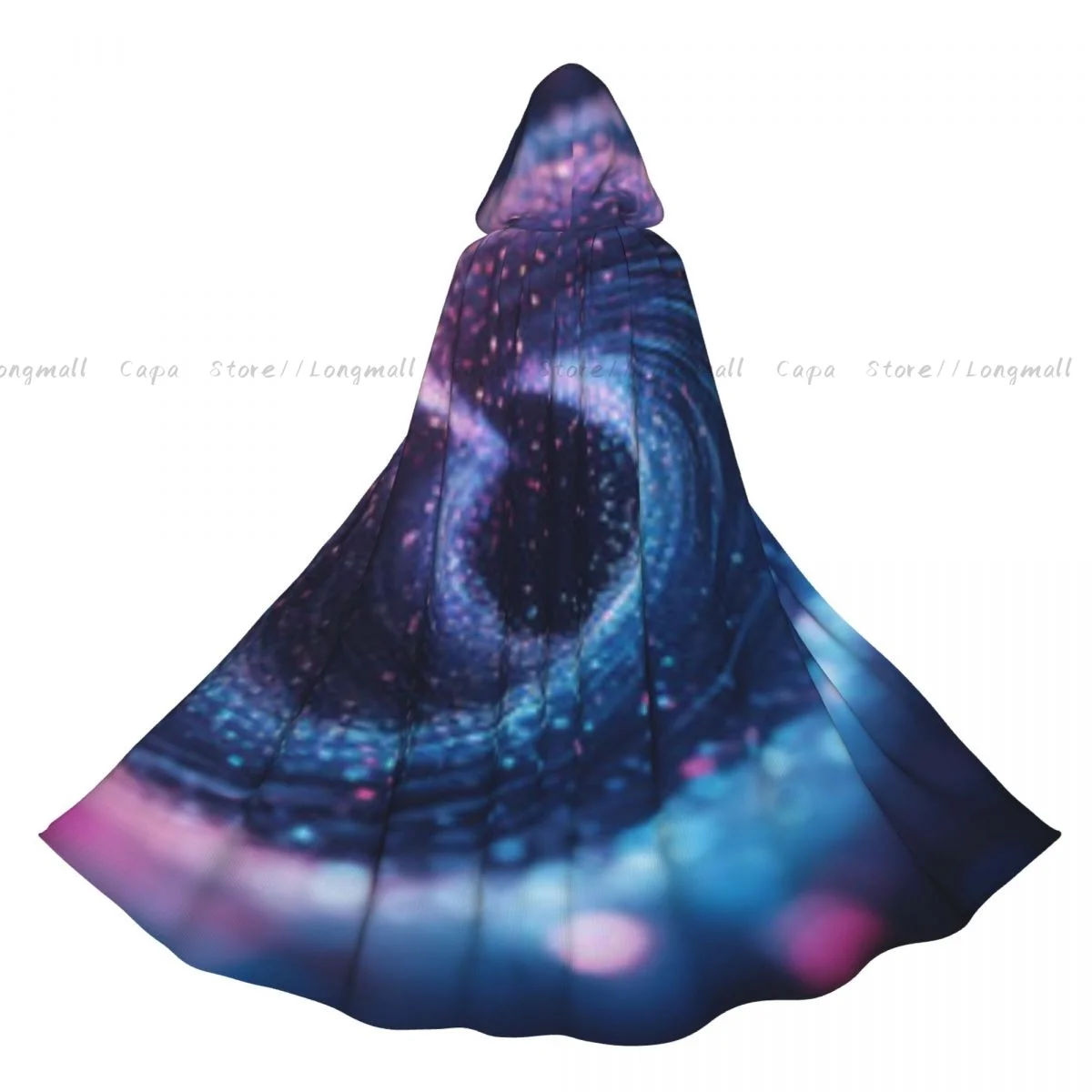 Manteau à capuche en spirale, particules luminescentes affascinantes, Costume de Cosplay d'halloween, Cape de magicien du diable Vampire, robe de fête
