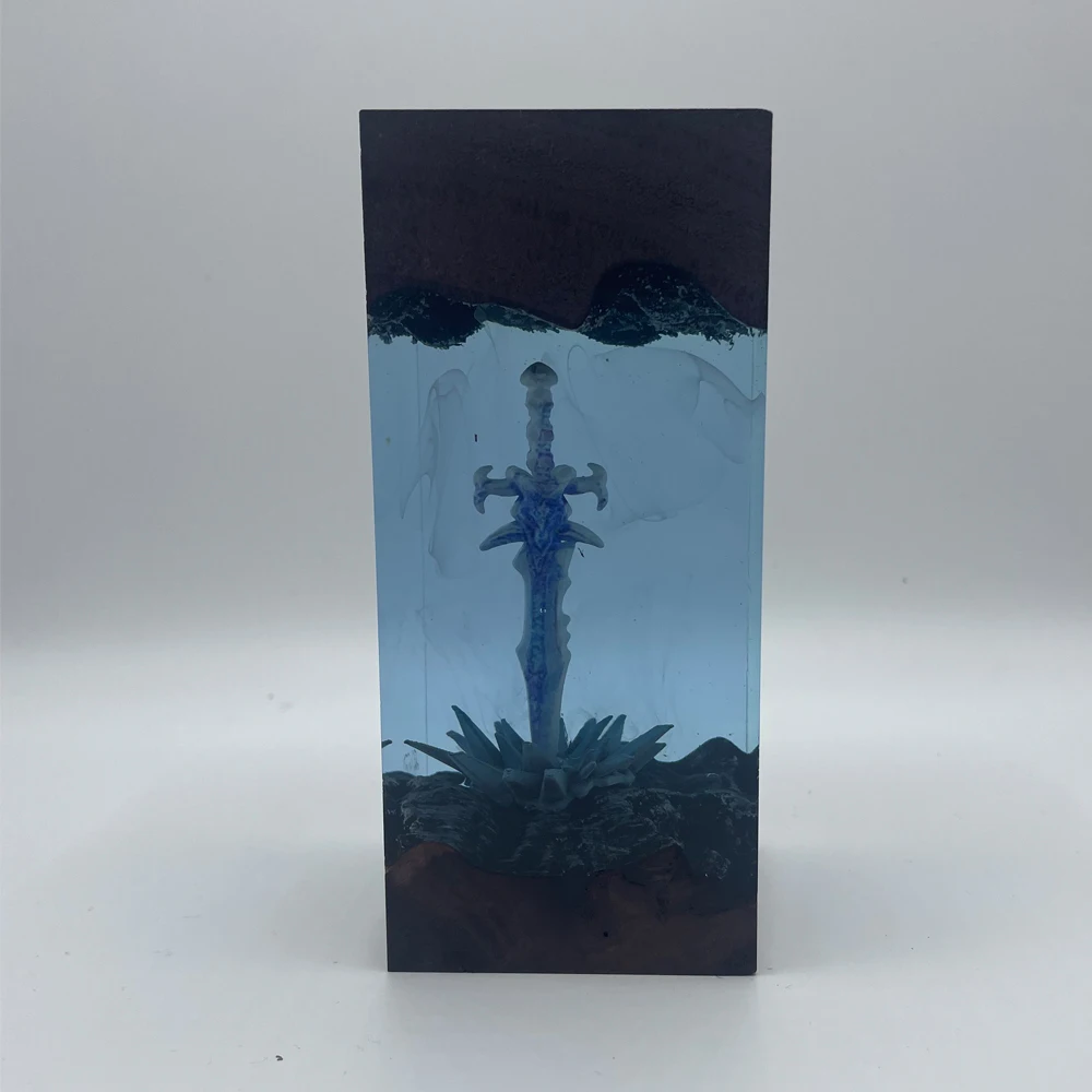 Lampu Resin Organik Tema Pedang Utama Dekorasi Kerajinan Lampu Malam Seni Kreatif Lampu Meja Legenda Zelda Pengisi Daya USB
