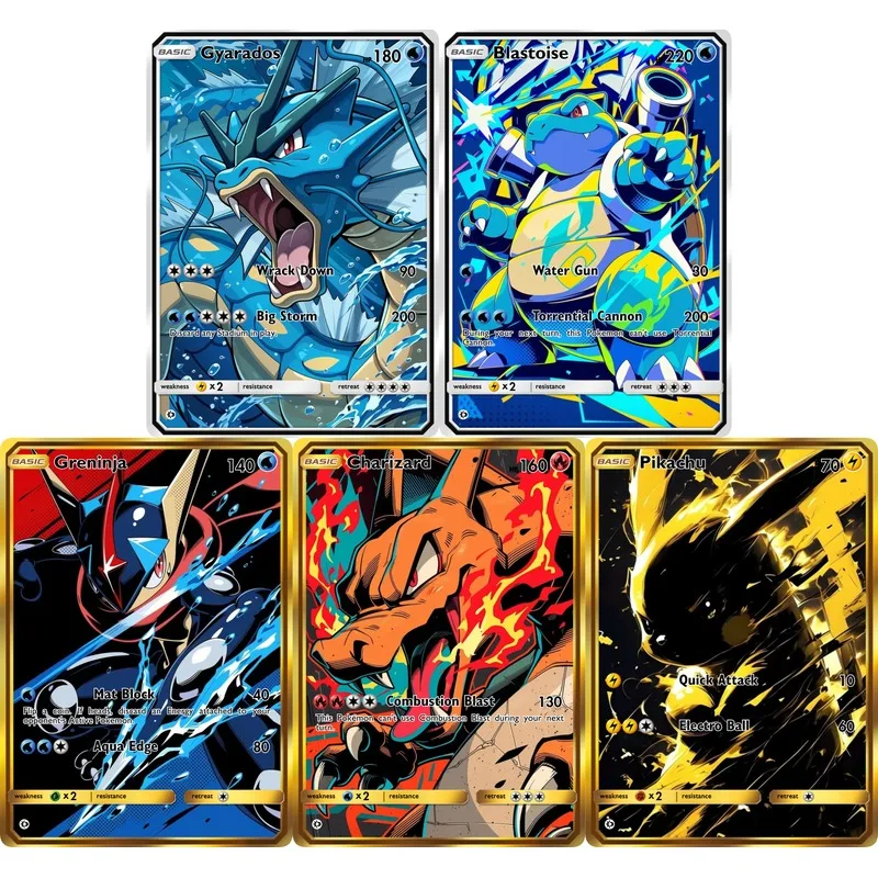 Cards Gyarados Blastoise Greninja Charizard PTCG Cards Creativity Rare Holo Anime Collection Cards PGift