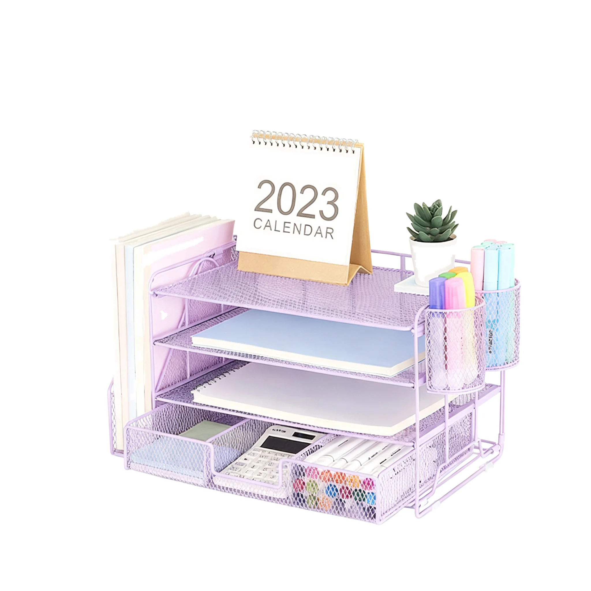 Multi Layer Document Tray Metal File Organizer Pull Out Storage Shelf Smooth Sliding Mechanism Rust