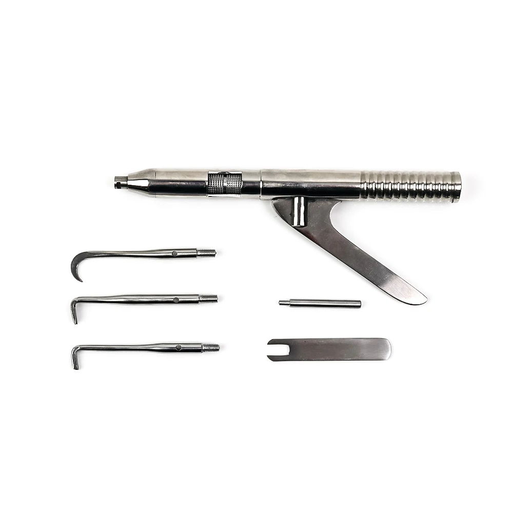 1set Dental Automatic Singlehanded Crown Remover Gun Surgical Instruments with 3 Standard Attachable Tips Set
