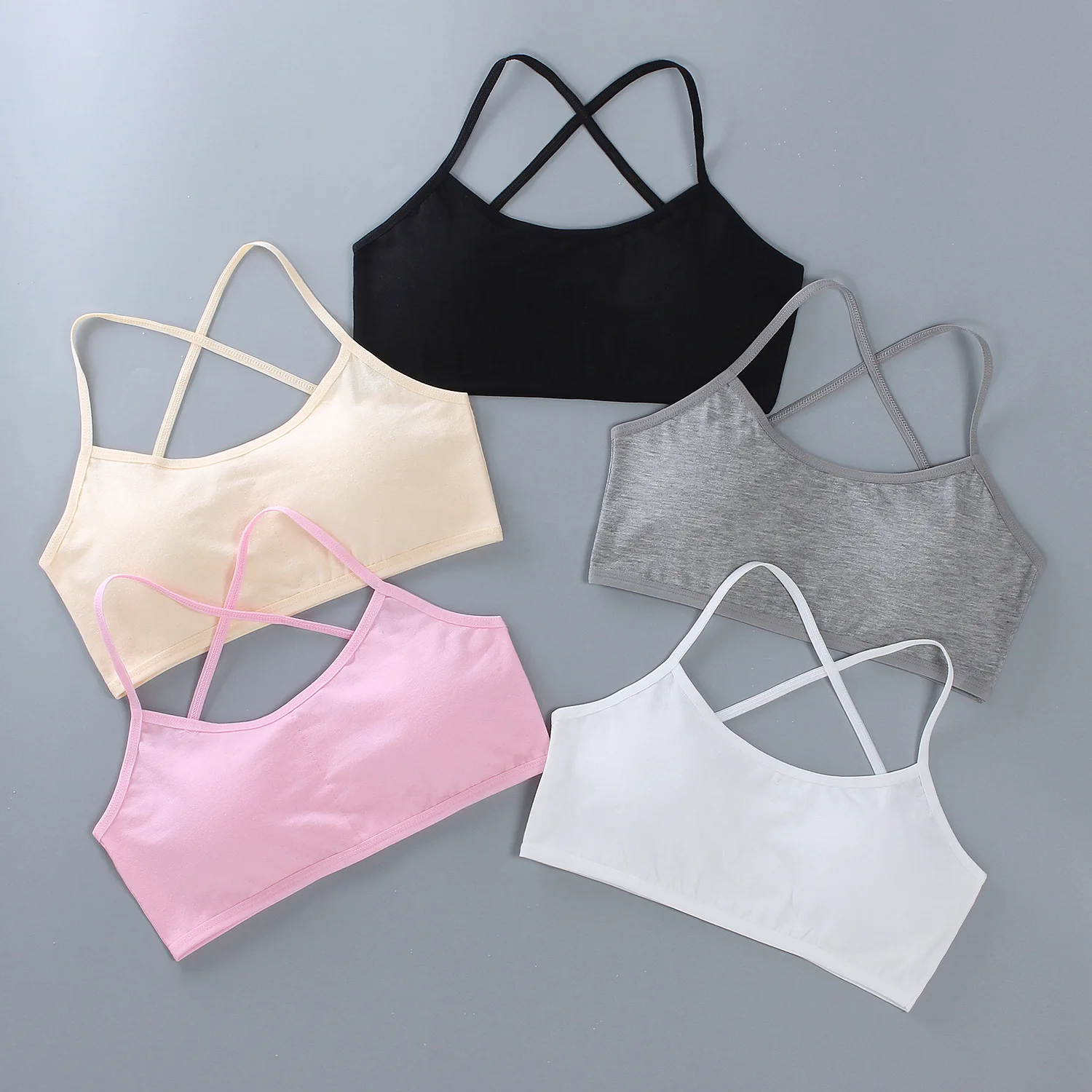 1pc Teenage Girls Tops Underwear Young Children's Maiden Cotton Soft Training Bras Developed Kids Sports Bra Lingeries 8-16Years