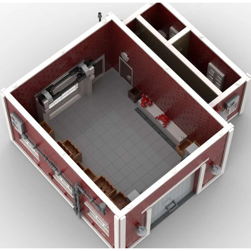 مدينة شارع عرض Moc قوالب بناء معالجة المأكولات البحرية مستودع التكنولوجيا وحدات كتل هدايا عيد الميلاد اللعب لتقوم بها بنفسك الجمعية #5