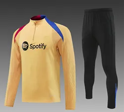 new Men sports set Barcaes  Fans shirt soccer Half Zipper Jacket Training wear games Jerseys  baseball Kit Tops and trousers