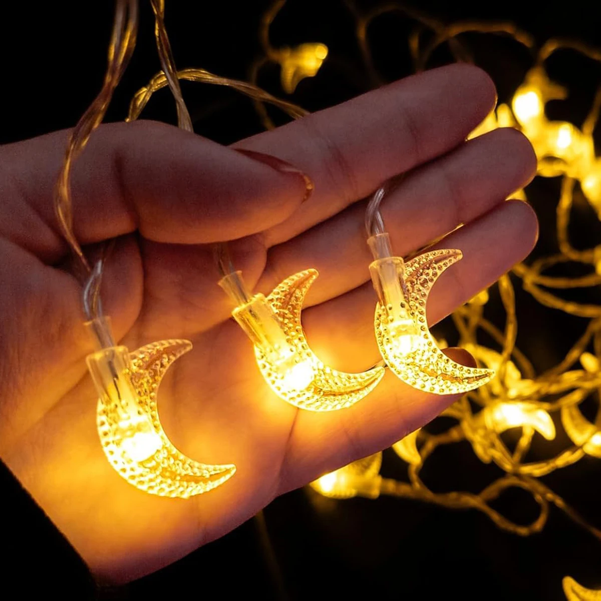 6m 40 Led Moon String Lights Led Fairy Light Valentine's Day Christmas Party Wedding Home Outdoor Patio Decoration Twinkle Lamps