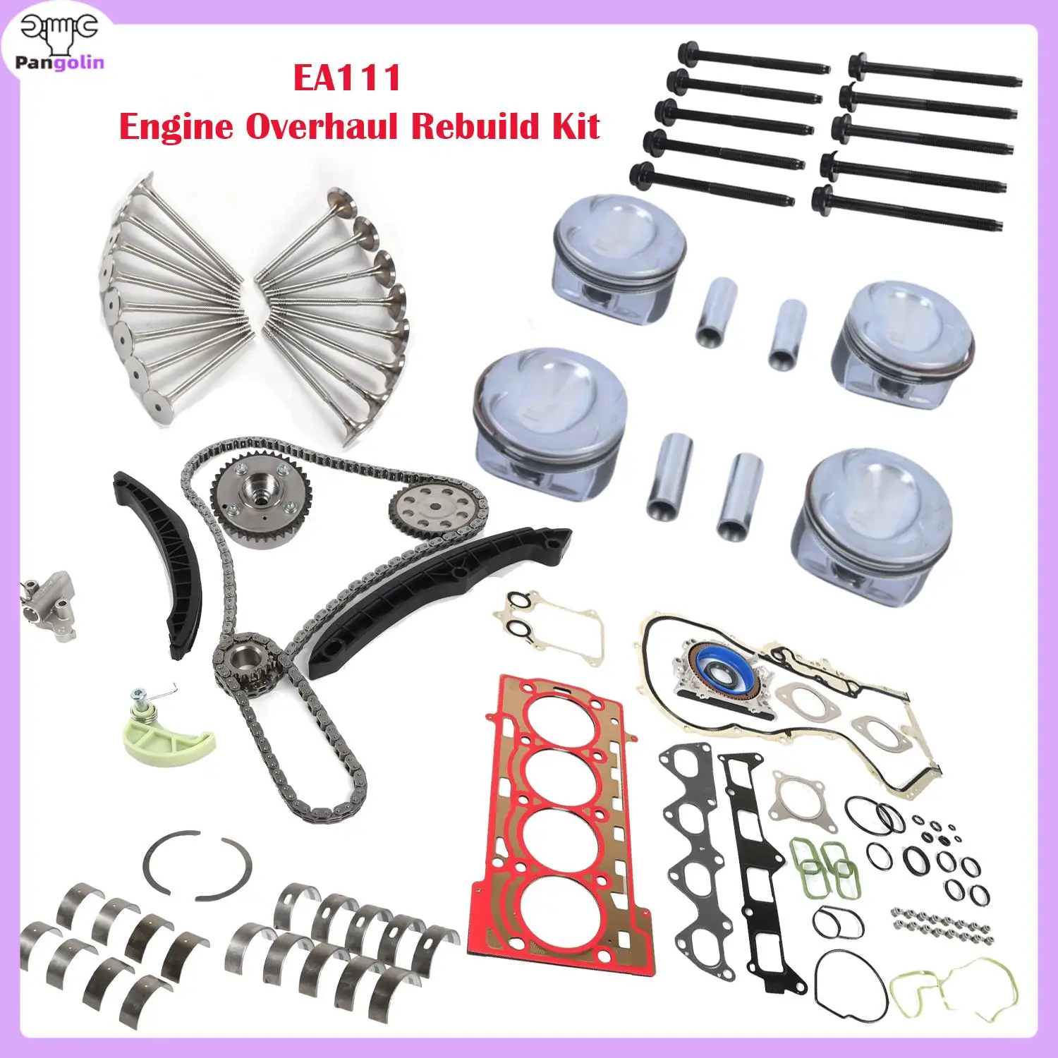 EA111 Engine Overhaul Rebuild Kit & Valves Pistons & Rings Seals Gasket Kit For VW AUDI 1.4 TSI CAVD CTHD BLG BMY