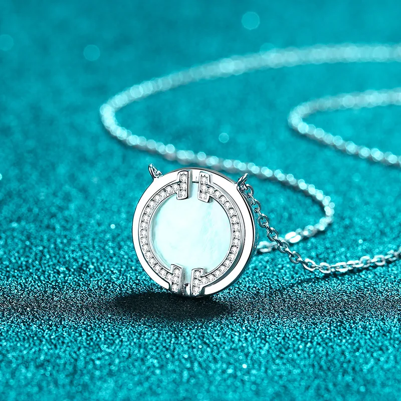 

Platinum Mother-of-Pearl Smile Moissanite Necklace