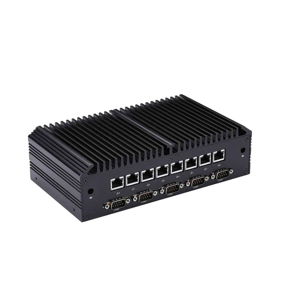 8 LAN 6 COM industriële firewall mini-pc-router Intel Celeron 3205U Core i5 5200U i7 5500U Windows Linux HD Graphics Fanless