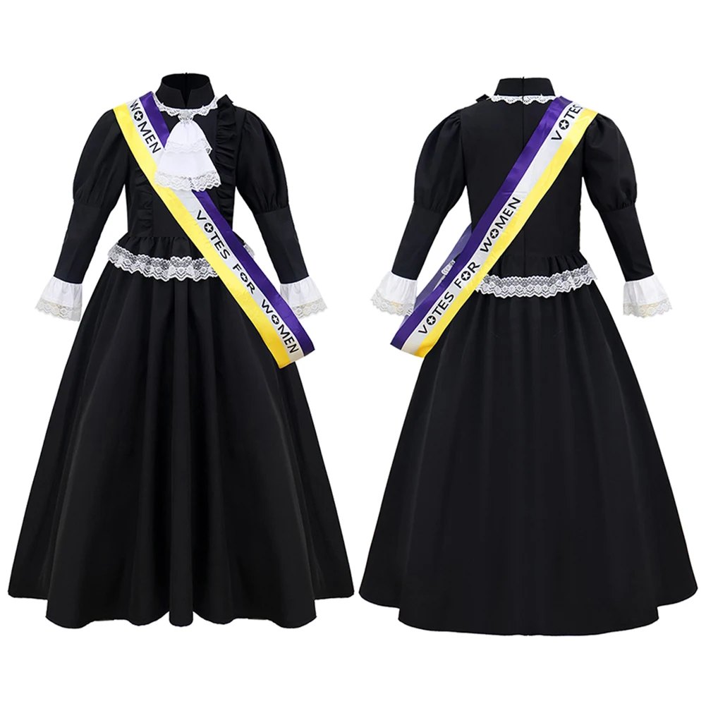 

Halloween Cosplay Medieval Age 3-14 Black Dress with Shoulder Straps For Fesitval Halloween Carnival Party Outfits