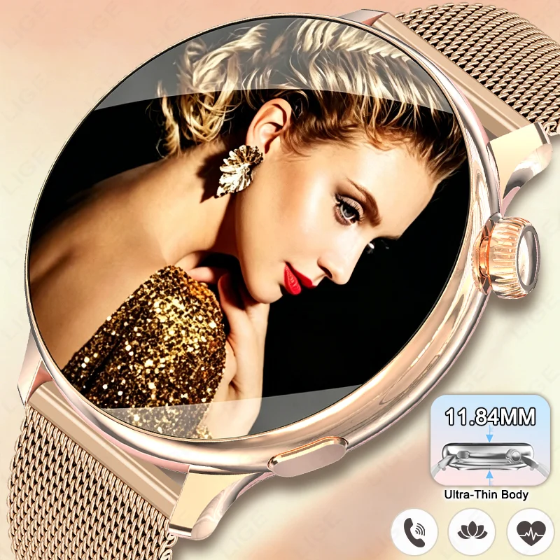 

LIGE 2026 New Women's Smart Watch 1.27" HD Ultra Thin Sports Heart Rate Bluetooth Call Waterproof Ladies Smartwatch Women Gift