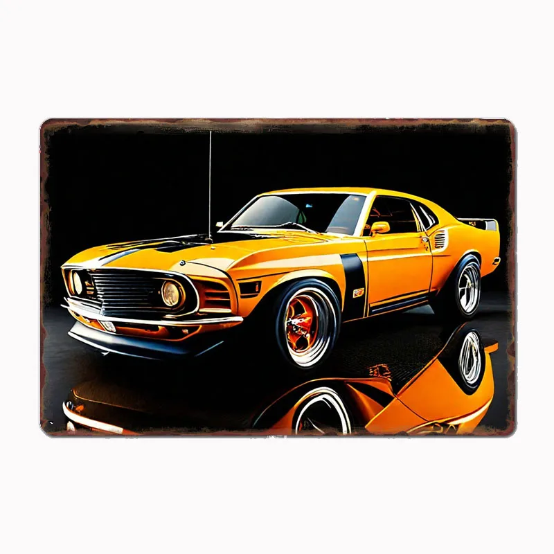 

Mustang Boss 302 Hatchback 1970 Race Car Racer Retro Metal Sign Poster Garage Indoor Room Decor Club Tin Home Wall Decor