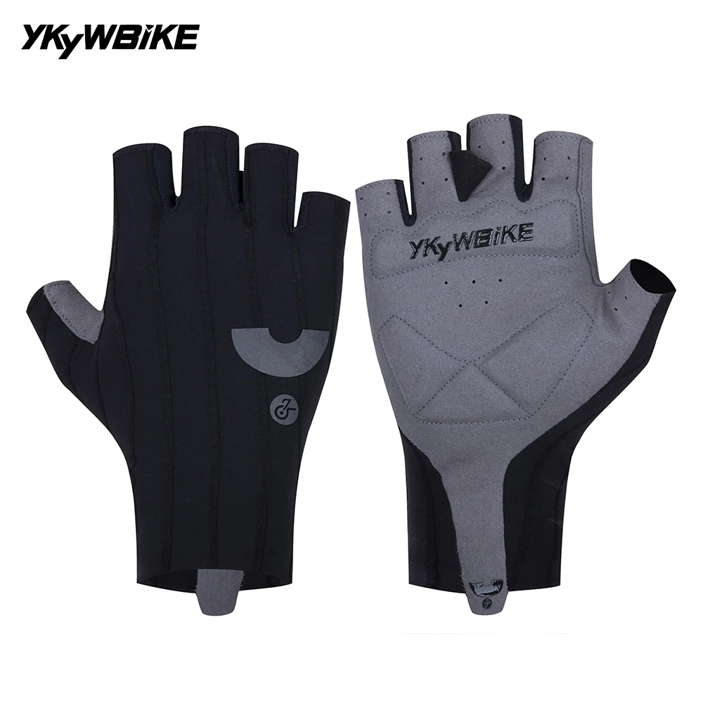 YKYWBIKE Half Finger Cycling Gloves Summer  Woven Aerodynamic Striped Bicycle Sports Gloves Shock-absorbing Road Bike MTB Gloves