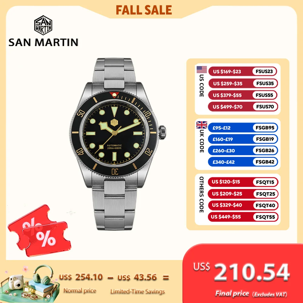 San Martin 40mm NH35 Automatik Herren Taucheruhr 20ATM Wasserdicht BB58 Saphir Armbanduhr BGW-9 C3 Leuchtend Reloj SN0008C/D