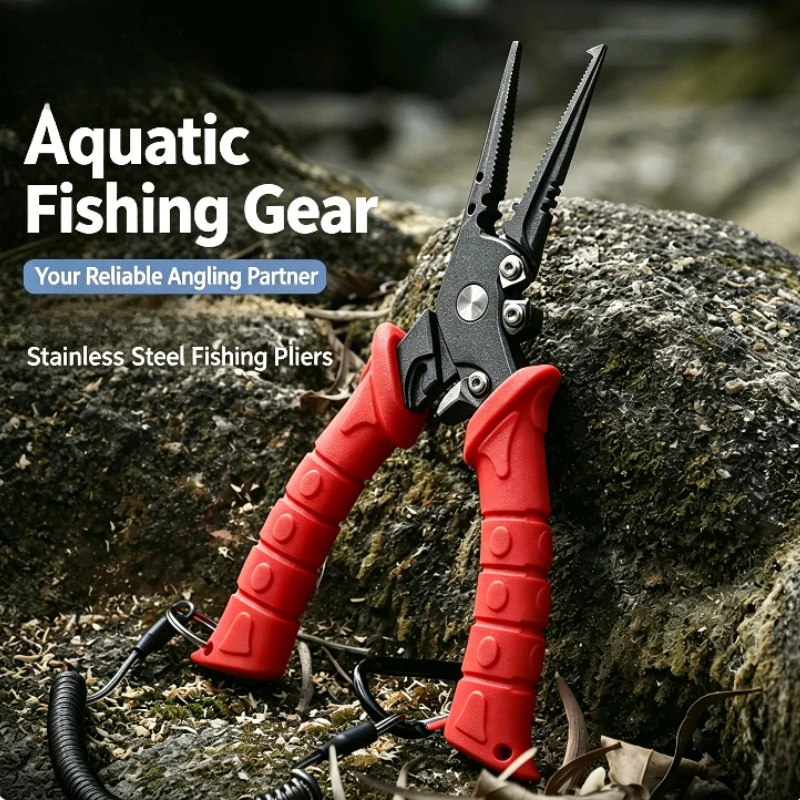 Mini Portable Multifunctional Fishing Pliers Stainless Steel Hook Remover Line Cutter Split‑Ring Opener Practical Angling Tool