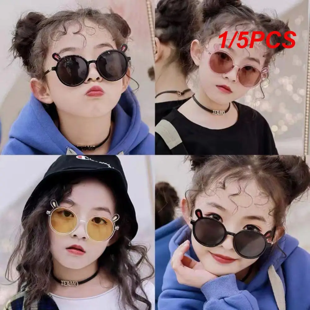 1/5PCS Childrens Sun Glasses Plastic Cute Ear 2023 Party Sunglasses Kids Sunglasses Portable Summer Colorful Baby Eyeglasses