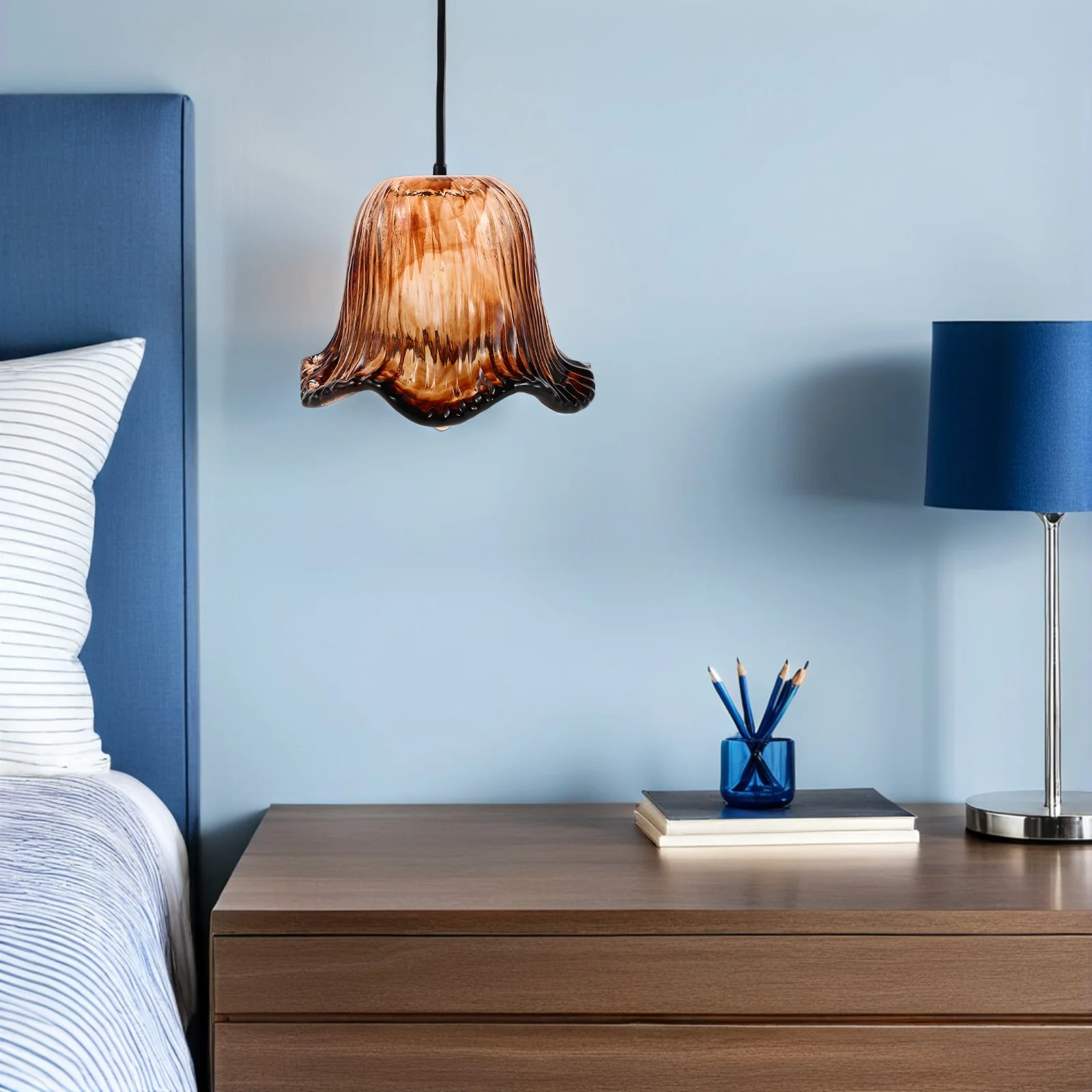 

Glass Lamp Shade 42Mm Fitter Vintage Crackle Glass Pendant Light Replacement Ceiling Fan Shade Lamp Cover for Living Room Bar