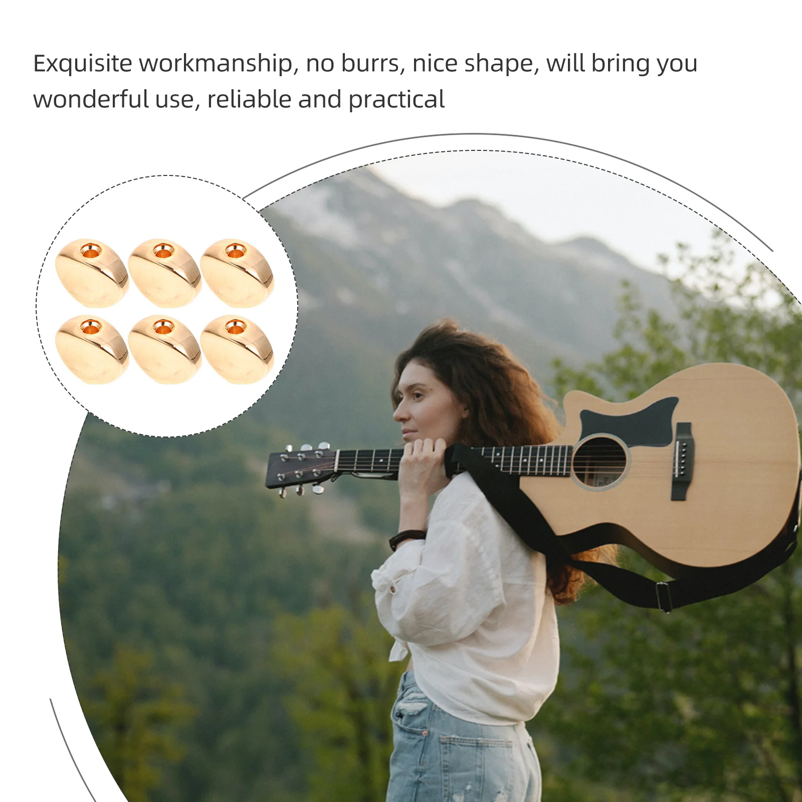 

6Pcs Small Oval Guitar Machine Heads Metal Tuners for Electric Acoustic Guitar String Adjustment Pegs Replacement Head Buttons