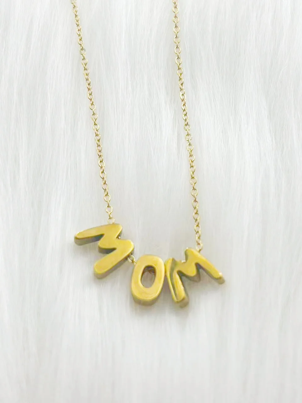 WOUWU Trendy Style Gold Sliver Letter MOM MAMA Pendant Necklace Chain Choker Handmade Jewelry Gift for Mother