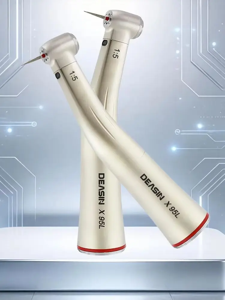 Hochwertiges Dental-Rotring-Winkelstück mit 1:5-Übersetzung, internem Wasserkühlung, niedriger Drehzahl, Glasfaser und E-Typ-Anschluss für Zahnmedizin.