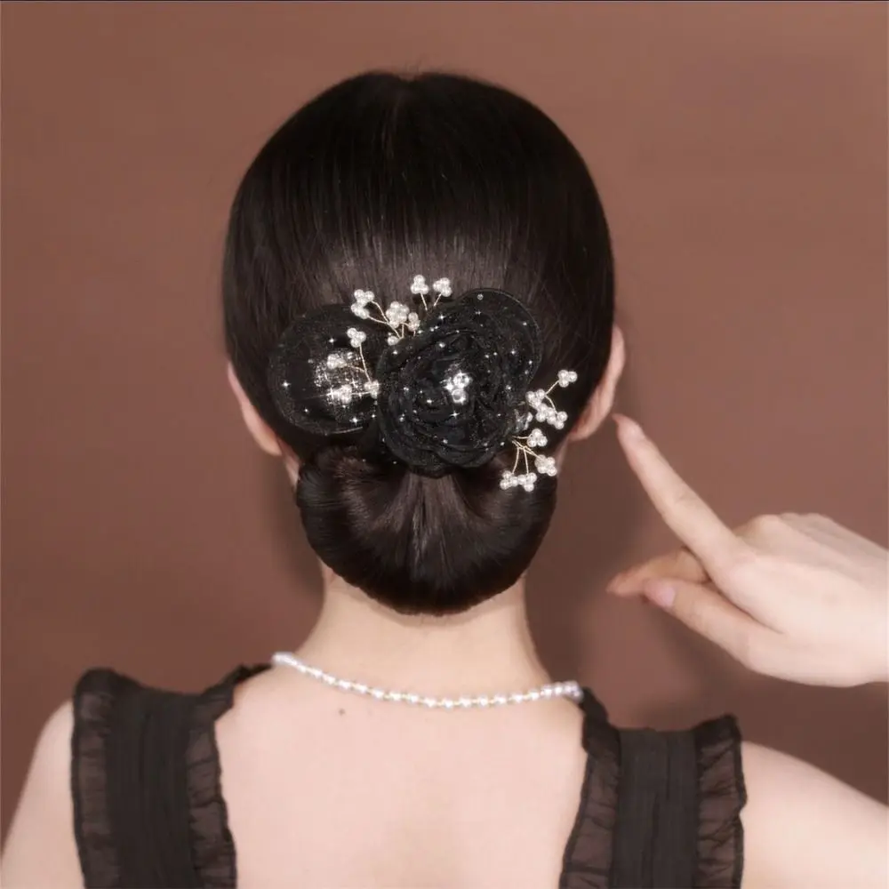 Elegant Cloth Flower Hair Clip Non-slip Flexible Hair Bun Maker Hair Styling Tool Lazy Hair Curler Hair Accessories