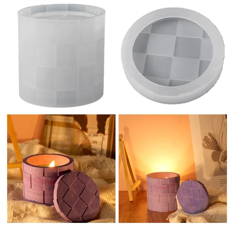 New Handmade Round Checkerboard Checkerboard Candle Cup Drip Mold Aromatherapy Candle Ornament Props