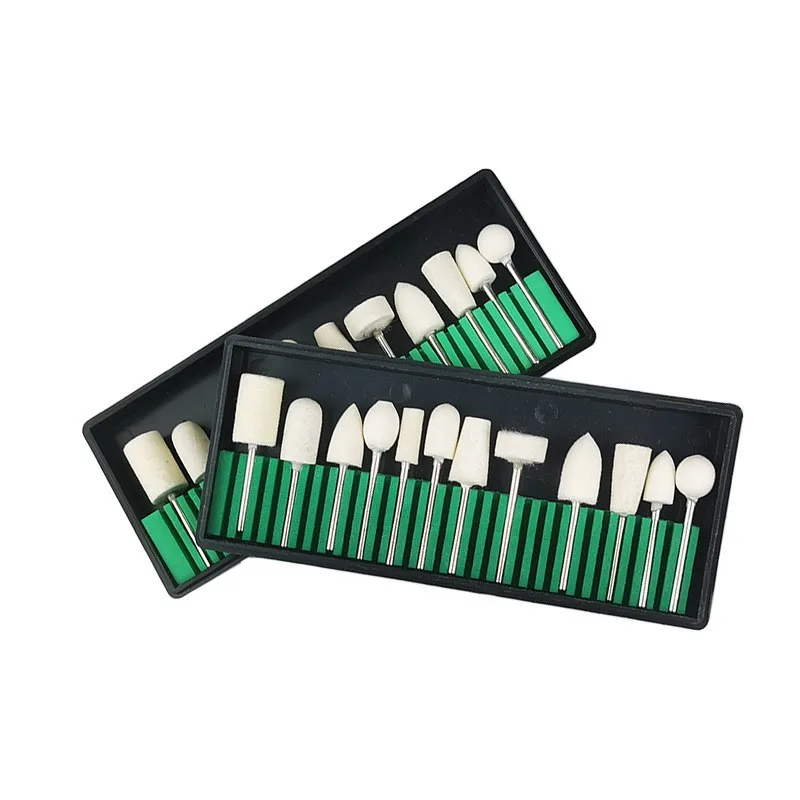 12個入りウールフェルトネイル研磨ヘッドポータブルネイルドリルビットセットマニキュア研磨機ネイルアートツール用アクセサリー