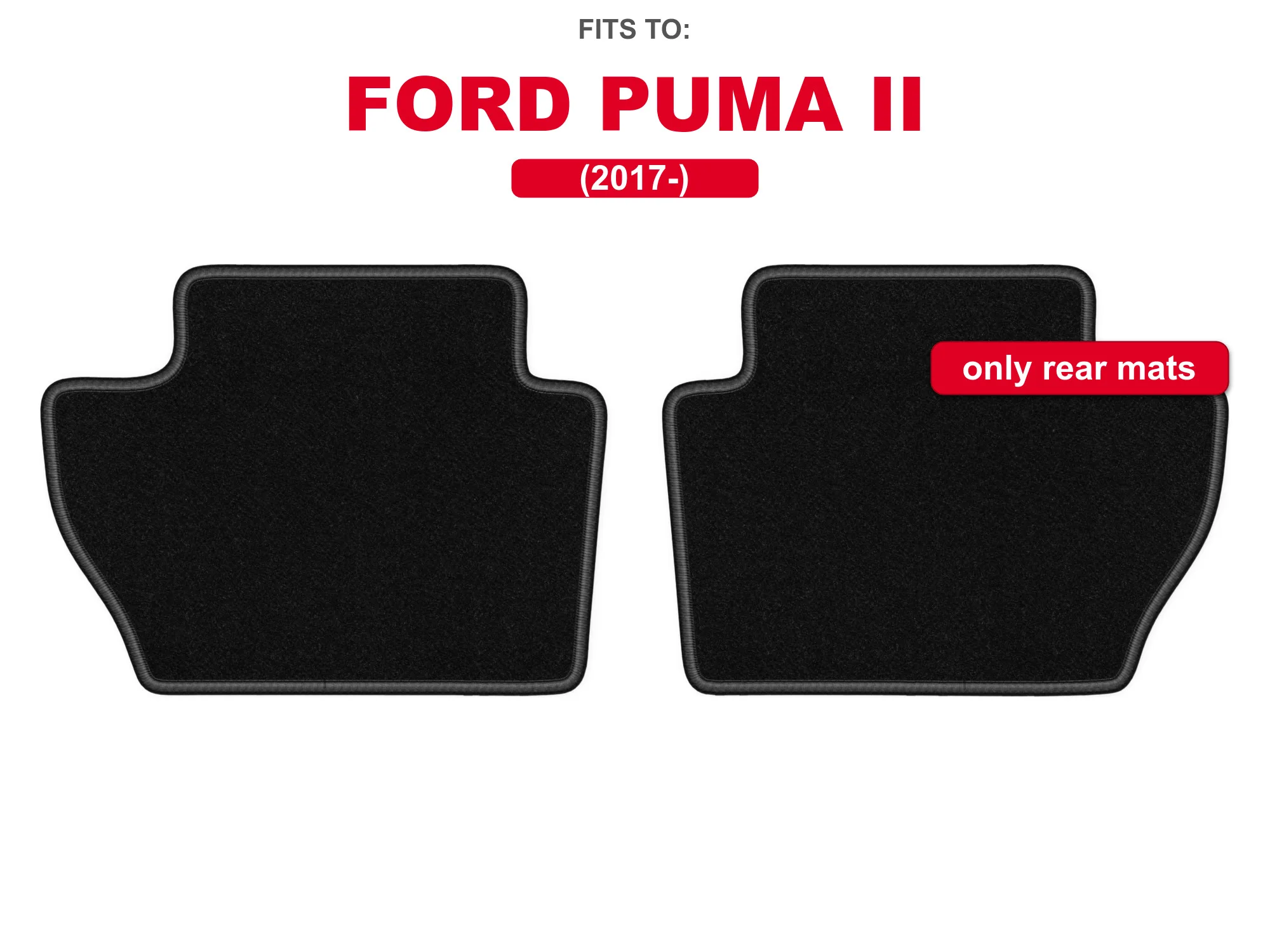 Velours vloermatten achterin voor: Ford Puma II 2017- crossover, zwart