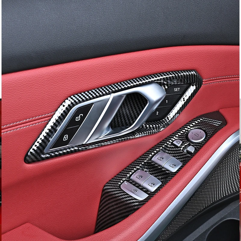 Car Inner Door Pull Handle Frame Window Button Lift Panel Accessories For BMW New 3 Series 2020 2021 2022 2023 2024