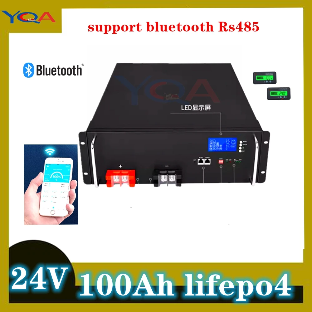 24V 100AH lifepo4 lithium battery pack bluetooth APP BMS for motorhomes Solar system energy RV EV AGV photovoltaic storage