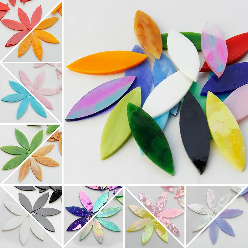20 sztuk mieszane kolory kształt liścia mozaika witraż DIY Coaster lampa mozaika Puzzle Art materiał do dekoracji ścian