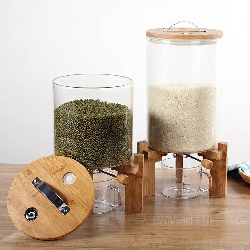 7500 ml large glass airtight food jar with bamboo lid