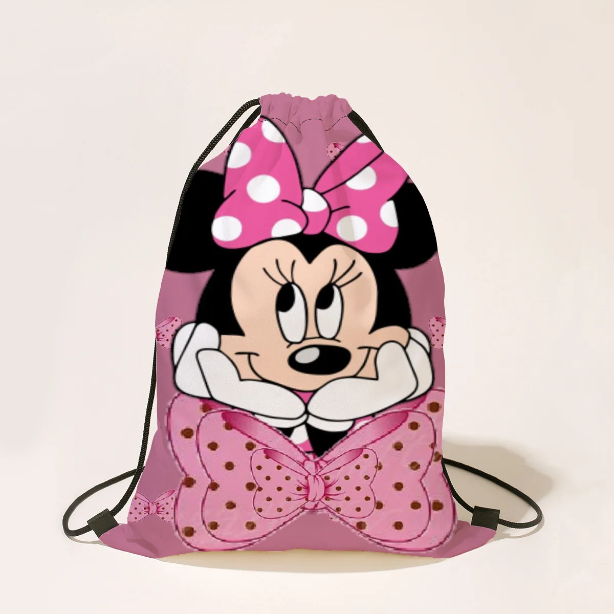 Disney Mickey Mouse Backpack Cute Mickey Minnie Donald Duck Anime Printed Drawstring Bags for Boys Girls Student Outdoor Bags