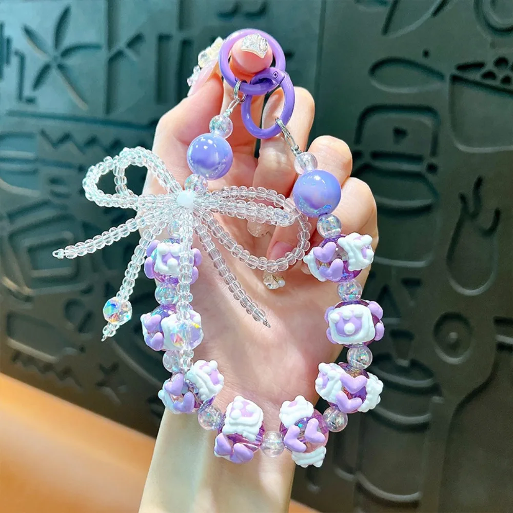 

Anti-lost Bow String Bead Mobile Phone Chain Beaded Short Bow Phone Case Lanyard Jewelry Ins Style