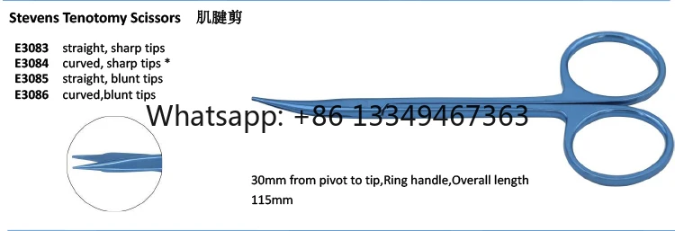 

Manufacturer Stevens Tenotomy Scissors,30mm Curved Tip, 115mm Long, Titanium Eye Instruments Surgical Scissors Fast Shipping