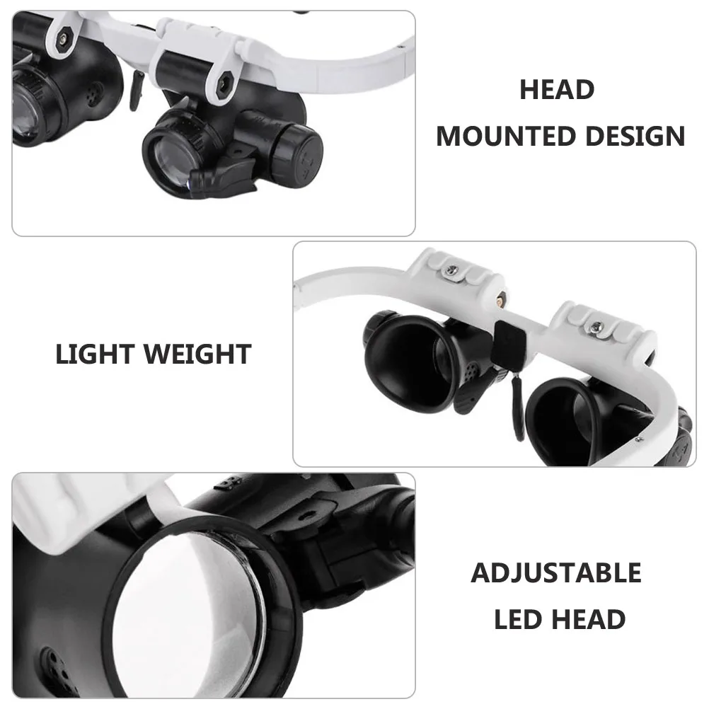 

Adjustable Headband Magnifying Glass LED Lens for Reading Books Newspapers Maps Seniors Students Low Vision Watch Repair