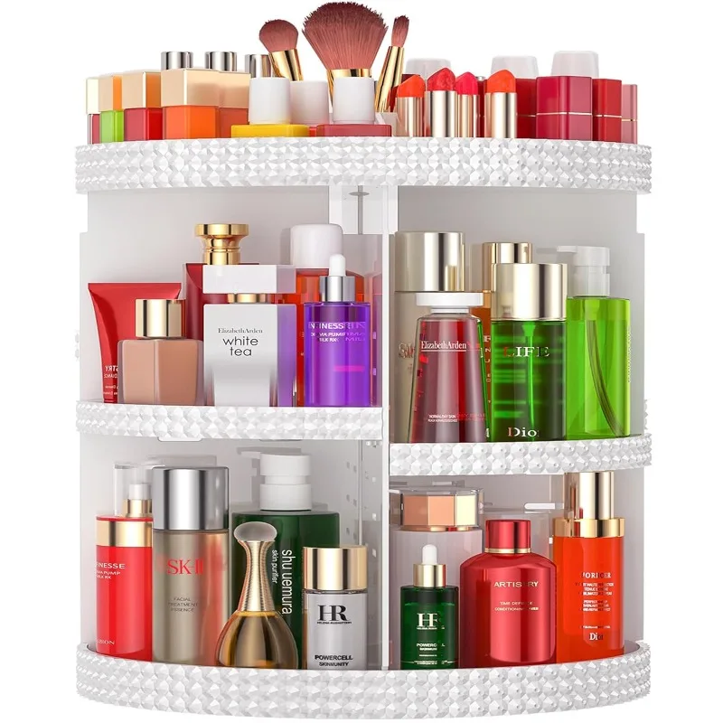 Makeup Organizer 360-Degree Rotating, Adjustable Makeup Storage, 7 Layers Large Capacity Cosmetic Storage Unit, Fits Different