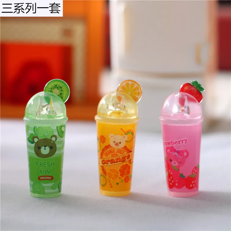 7pcs Dollhouse Mini Soda Fizzy Drink Miniature Items Champagne Japanese Juice Tea Drink  BJD Doll House Store Accessories Toys