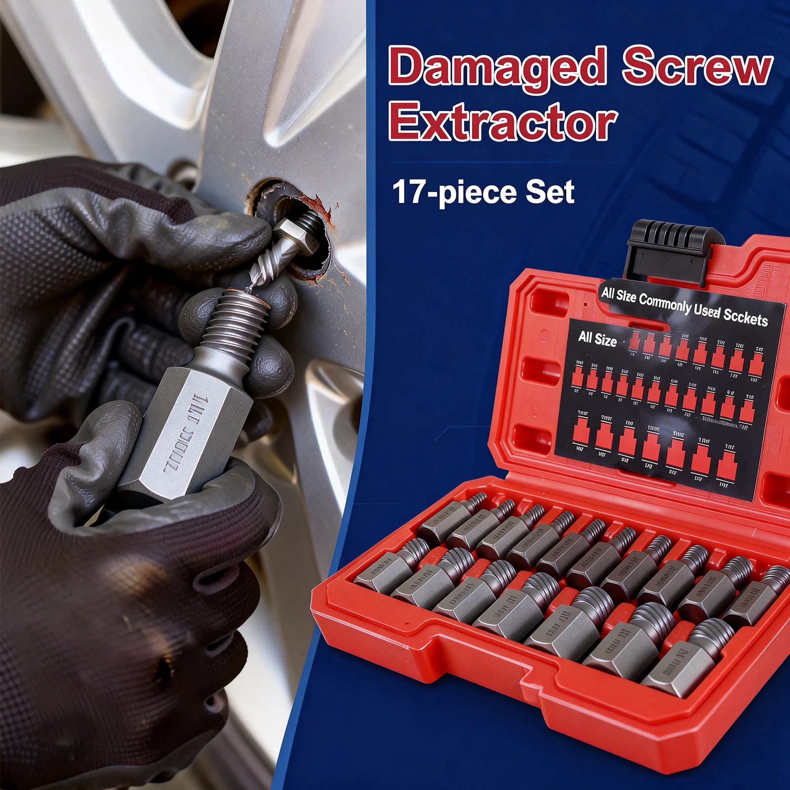 14-Piece Bolt Extractor Kit - Remove Stripped, Rusted Screws And Nuts